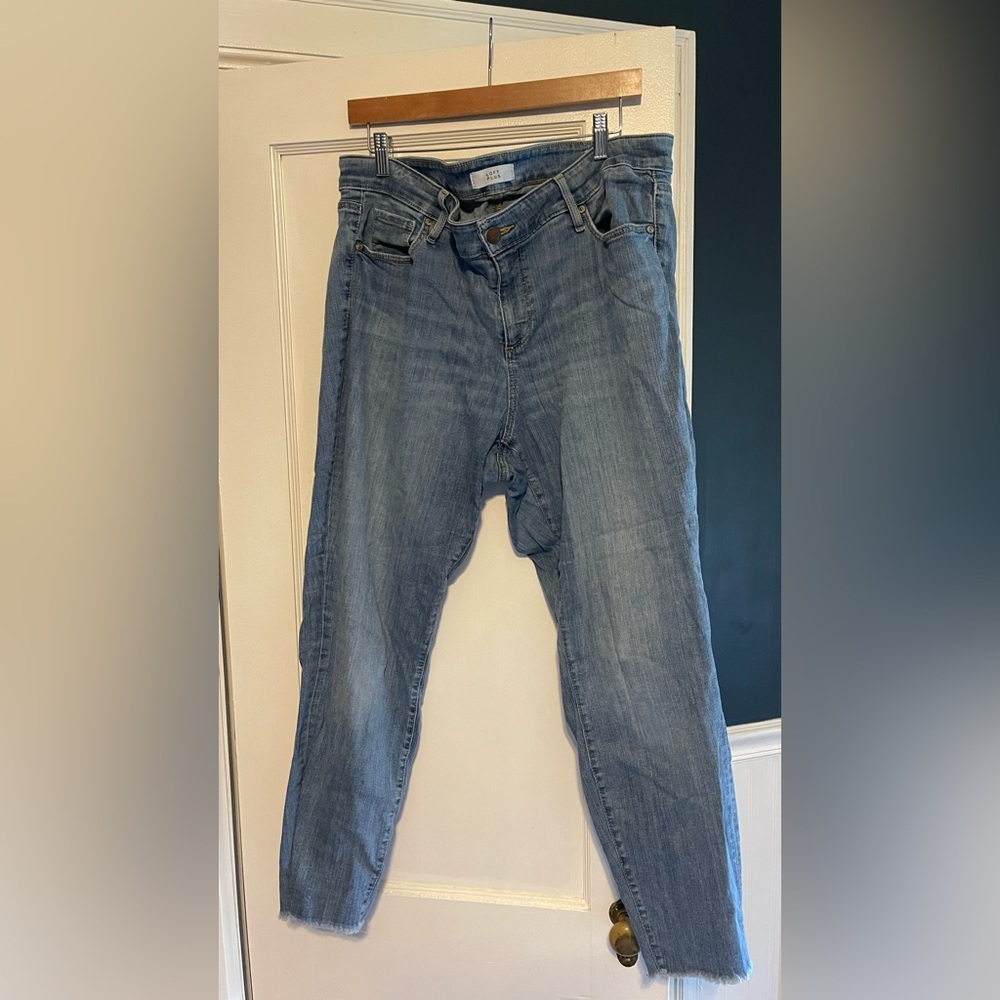 LOFT Plus Modern Skinny Jeans Size 18 Light Wash Raw Hem Denim
